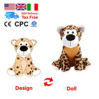 Mainan boneka rakun oranye kustom dengan gambar kartun mainan mewah kain ukuran besar Gaun berubah desain OEM diisi dengan katun PP