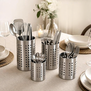Ensemble de porte-ustensiles pour la cuisine, rangement pour baguettes et cuillères, design minimaliste, type sur pied, empilable - Product Image 1