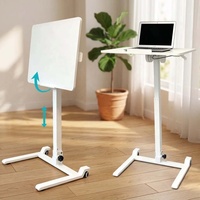 Bureau d'ordinateur portable sur roulettes, entièrement pliable, réglable en hauteur, avec plateau inclinable multi-angles, table d'appoint mobile pour salon