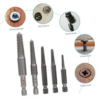 Lot de 5 extracteurs de vis et forets de centrage, kit de guides pour l'extraction de boulons cassés ou endommagés, avec tige hexagonale et clé pour outils manuels cassés