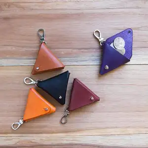 3d plastic wood metal leather key chain custom plastic wood metal leather keyring leather triangle key chain coin pouch