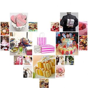 Bolsas de Regalo Rayadas, Bolsas Pequeñas de Papel Kraft con Asas, para Navidad, Cumpleaños, Bodas, Fiestas, Bolsas de Regalo para Tiendas Minoristas - Product Image 6