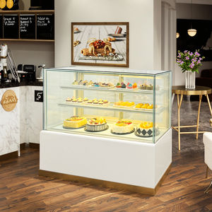 Прочный безрамный холодильный шкаф-витрина с тремя полками из мрамора и закаленного стекла для демонстрации десертов и продуктов в розничных пекарнях - Product Image 1