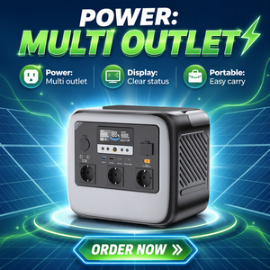 Station d'alimentation portable tout-en-un 1200W, triple sortie AC, onde sinusoïdale pure, USB-C PD, solaire, camping, extérieur - Product Image 5