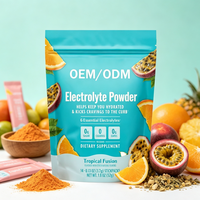 Sachets de poudre d'électrolytes OEM, saveur Tropical Fusion, 6 électrolytes essentiels, 0g de sucre, 52g