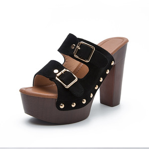 Sandalias de Tacón Grueso con Punta Abierta para Mujer, Estilo Verano, Color Sólido, 3-5cm, Tendencia de Moda Sexy - Product Image 4