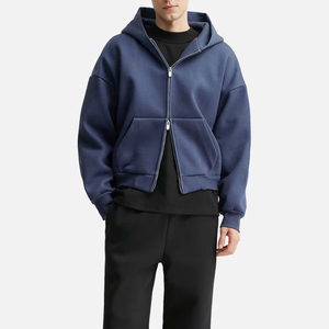 Sudadera con capucha completa para hombre, con logotipo personalizado, de algodón y forro polar, estilo casual urbano, chaqueta con cremallera para hombre - Product Image 6