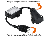 Adaptateur de remorque 7 vers 4, convertisseur de connecteur de remorque USA 4 broches vers prise EUR 7 broches, séparation du signal d'arrêt/feu stop