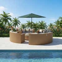 Modernes, Langlebiges, Tragbares Rundes Rattan-Sofa-Set für den Außenbereich und Garten