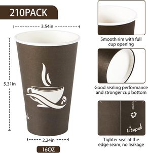 Gobelets à café jetables à double paroi en gros avec couvercles en plastique, logo personnalisé imprimé pour boissons chaudes, gaufrage sur papier kraft - Product Image 3
