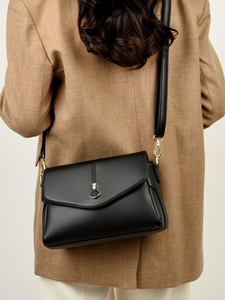 Bolso de Hombro de Cuero PU Negro, Bolso Bandolera, Bolso Tipo Sobre para Mujer, para Oficina, Viajes Diarios - Product Image 3