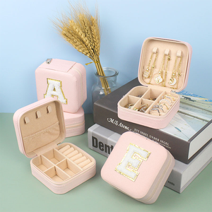 Pink Initial Letter Portable Travel Mini <strong>Jewelry</strong> <strong>Box</strong> PU Leather <strong>Jewelry</strong> Organizer Case Storage Gift <strong>Box</strong> for Girls <strong>Women</strong> - Product Image 5