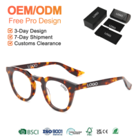 Vente en gros de lunettes rondes vintage en acétate pour femmes et hommes, montures optiques, logo personnalisé OEM pour les magasins d'optique et les vendeurs de commerce électronique