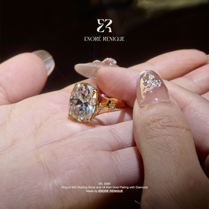 Anillo <span class=keywords><strong>de</strong></span> Compromiso <span class=keywords><strong>de</strong></span> Plata S925 con Baño <span class=keywords><strong>de</strong></span> Oro <span class=keywords><strong>de</strong></span> 18k y Diamante Moissanita Corte Cojín Alargado <span class=keywords><strong>de</strong></span> 10ct, Color D, Claridad VVS1, Certificado GRA, para Propuesta - Product Image 2