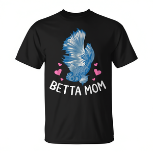 T-shirt Betta Mom, design pour amoureux des poissons Betta, noir, coupe unisexe - Product Image 2