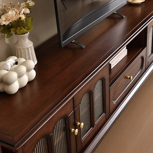 Mueble de TV de Estilo Vintage Francés, Mueble de Madera para Sala de Estar con Almacenamiento - Product Image 3