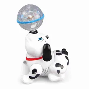 搞笑儿童礼品电子玩具旋转顶球音乐唱歌步行照明小狗电动跳舞狗玩具