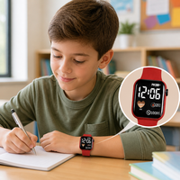 Jam Tangan Olahraga Digital Anak-anak Monitor Denyut Jantung Penghitung Langkah Kalori Jam Tangan Siswa Tali Silikon Merah Hadiah Anak Laki-laki Perempuan