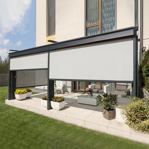 Stores verticaux motorisés sur mesure à <span class=keywords><strong>grande</strong></span> <span class=keywords><strong>largeur</strong></span> avec rail zippé intégré, occultants, design uni, pour usage extérieur - Product Image 5