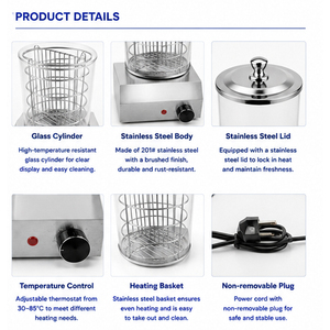 Single Hot Dog <b>Steamer</b> Stainless Steel 201 Food Steaming Machine Adjustable Temperature for Restaurant Hotel - Product Image 3