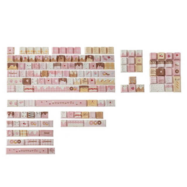 Hotsale KiiBOOM Dough Fluff Keycap Set  144/143 Keycaps  5-Side Dye-Sublimation PBT Cute Mechanical Keycaps