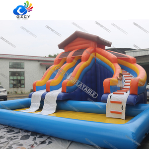 Trượt nước thương mại và lâu đài với hồ bơi lớn có thể tháo rời cho công viên nước mặt đất - Product Image 1