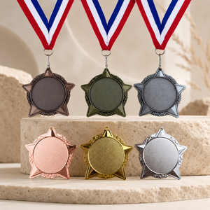 Custom Medals With <b>Ribbon</b> Wholesale Metal Medal Zinc Alloy Custom Logo Award Medals for Sports Event Awards Factory - Product Image 1