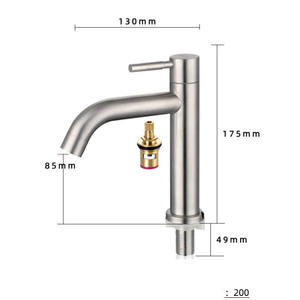 Stainless steel 304 single cold <b>brushed</b> color, factory wholesale, engineering style, brass valve core washbasin faucet - Product Image 1