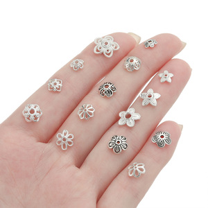 Cuentas espaciadoras de plata de ley 925 con diseño de flor hueca para la fabricación de pulseras, componentes de joyería, accesorios DIY - Product Image 3