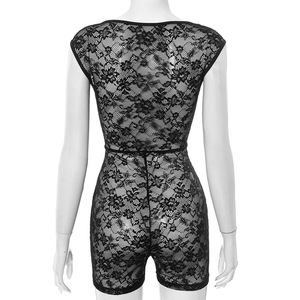 Tuta Corta Sexy da Donna in Pizzo Senza Maniche con Scollo a V Trasparente Pezzo Unico Abbigliamento Estivo Femminile - Product Image 5