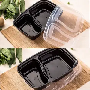 Venta caliente To Go Containers Food Desechable Clear Meal Prep Containers 2 Compartimiento Fiambrera