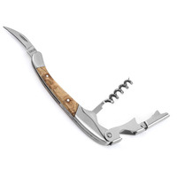 Ouvre-bouteille de bière professionnel tout-en-un avec manche en bois, coupe-capsule, couteau de sommelier, tire-bouchon, outil de bar, logo personnalisé