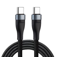 Cable de Carga Rápida USB-C a USB-C Extra Largo de 60W, Aleación de Aluminio, Conectores Dobles Tipo-C para Teléfonos Móviles iPhone y Android