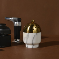 Brûleur d'encens Oud en marbre de qualité supérieure avec couvercle en laiton de luxe pour Bakhoor arabe, décoration de table pour Ramadan, Majlis, maison et hôtel