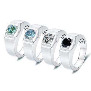 Homens Anel de Diamante Moissanite <span class=keywords><strong>1Ct</strong></span> permanente Cor EF Dos Homens do Projeto 925 Anel de Prata Esterlina 925 Homem de Partido Anel - Product Image 2