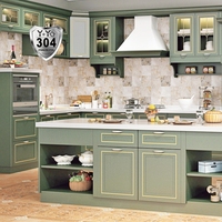 Îlot de cuisine moderne en acier inoxydable 304 blanc crème anti-termites, armoire de cuisine modulaire durable SUS304 pour intérieur