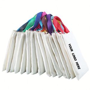 Sac fourre-tout en toile personnalisable avec poignées colorées pour l'art, l'artisanat et les cadeaux promotionnels - Vierge et prêt à personnaliser - Product Image 1