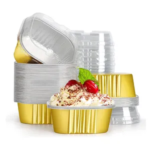 Mini Aluminum Foil Bread Baking Loaf Dishes Pans 300ml Foil Container With Lids