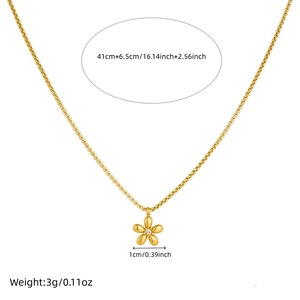 Floral Pendant Necklace Gold Plated Stainless Steel Daily Wear Clavicle Chain Minimalist Design - Product Image 4