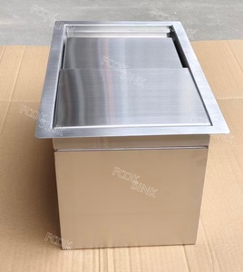 Bac à glace commercial extérieur sur mesure en acier inoxydable 28QT avec couvercle à charnière pour vin et bière froids - Product Image 2