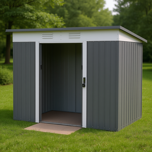 Abri de jardin en métal 8x4 pieds gris avec portes verrouillables, étanche, pour rangement extérieur - Product Image 2