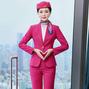 2023 Individuelle modische neue Flugzeug-<span class=keywords><strong>Pilot</strong></span>-Stewardess-Hotelmannschaft Flugbegleitungs-Fluglinienuniformen - Product Image 1