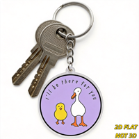 Porte-clés en acrylique 'Je serai là pour toi' avec motifs Canard et Poussin, Breloque de sac et accessoire de porte-clés pour l'amitié et les amoureux des animaux