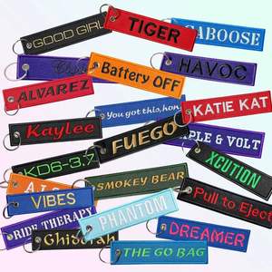 Logo Embroidery Fabric Key Chains Wholesale Motorcycle Aviation Key Tags With Key <b>Ring</b> - Product Image 5