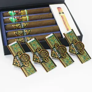 Good Quality Eco-friendly Paper printed cigar label Cigar belt ring embossed gold private label