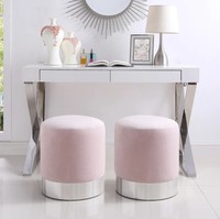 Tabouret pouf banc rond fantaisie à base de mousse de tissu de velours jaune doux habillage maquillage velours tabourets pouf doux chaises