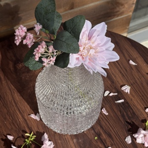 Jarrón de Vidrio Tallado <span class=keywords><strong>a</strong></span> Mano con Relieve de Cristal, Jarrón Grande y Resistente con Base para Mesa de Comedor, Cocina, Oficina y Hogar - Product Image 2
