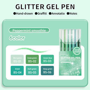 Pena Gel Glitter 0.5mm 6 Warna Pena Gambar Efek Khusus untuk Siswa Seni Menggambar Plastik - Product Image 2