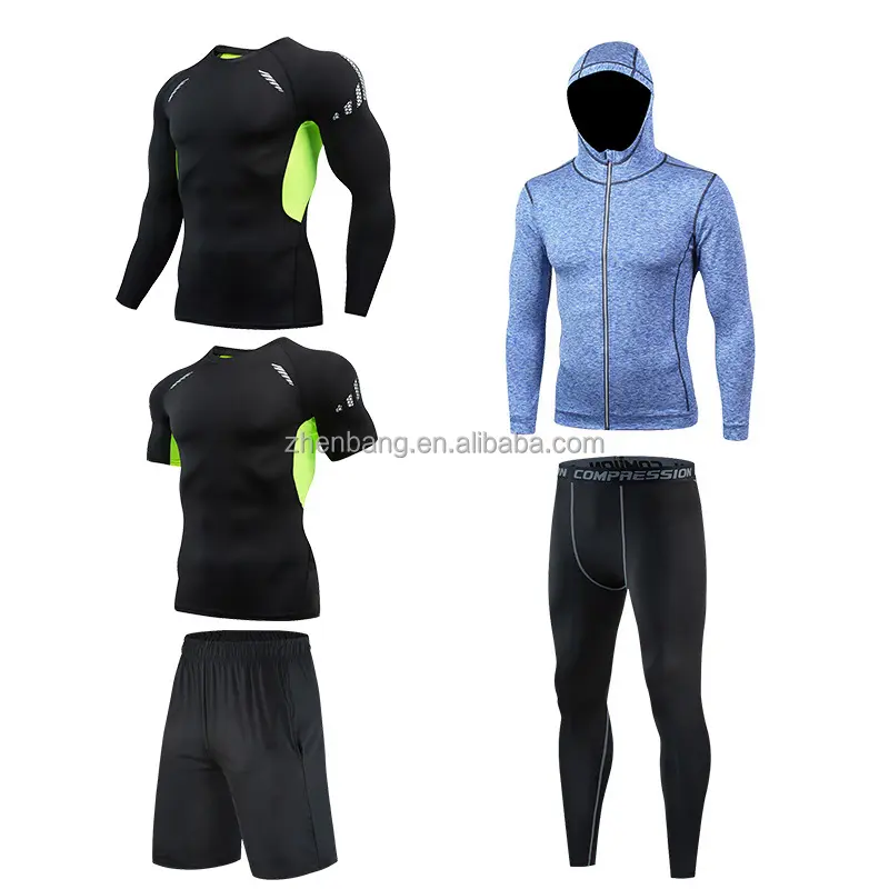 Free Sample Sportswear 5 Pieces Compression Fitness Workout Clothes Men'S Fitness Safety Fitness Organic Yoga Clothes
