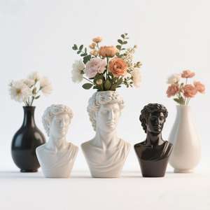 تمثال ديفيد اليوناني على شكل مزهرية - تمثال نصفي للرأس كديكور منزلي روماني - ديكور من الأساطير اليونانية - هدية وتحفة لتزيين طاولة القهوة - Product Image 1